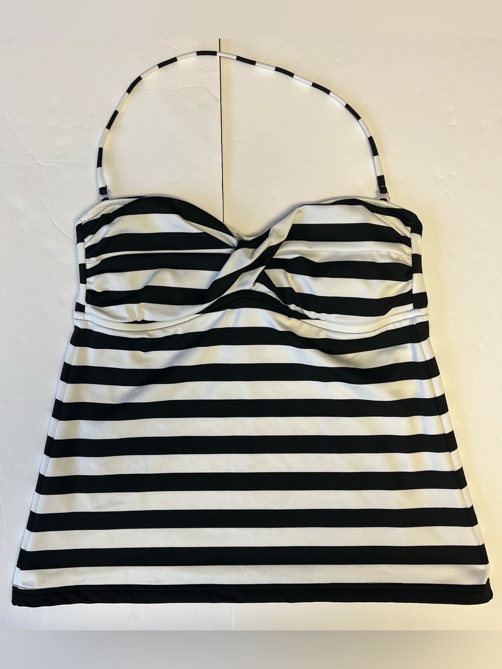 Mossimo Tankini Swim Top Black White Striped Padded Removable Strap Sz Medium